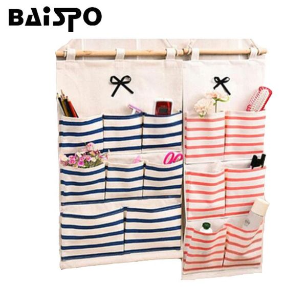 

storage bags sundry cotton wall hanging organizer bag multi-layer holder home decoration makeup rack linen jewelry 6/8 pocket