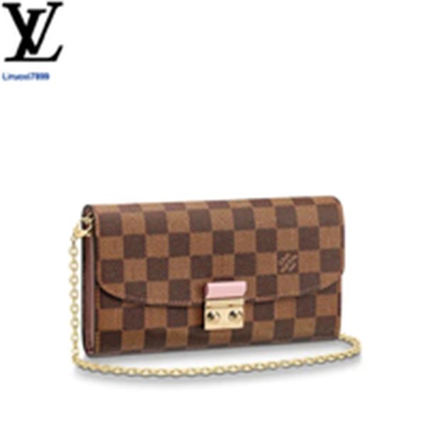 

women pouches 94ok n61273 croisette chain wallet brand real leather long wallets chain wallet designer key card holders phone luxury cases p, Red;black