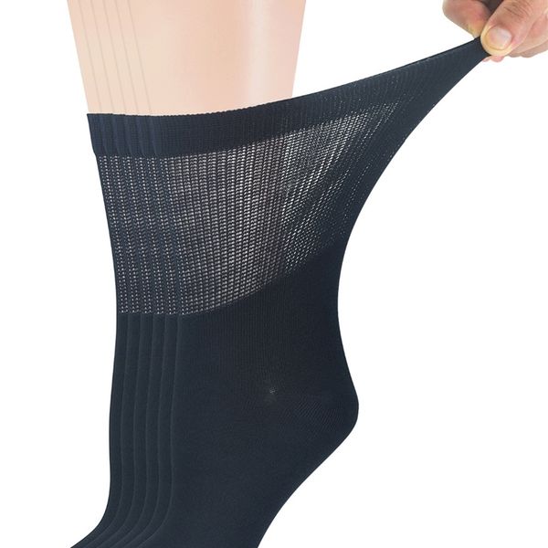 

womens bamboo diabetic crew socks with seamless toe,6 pairs size 9-11 211204, Black;white