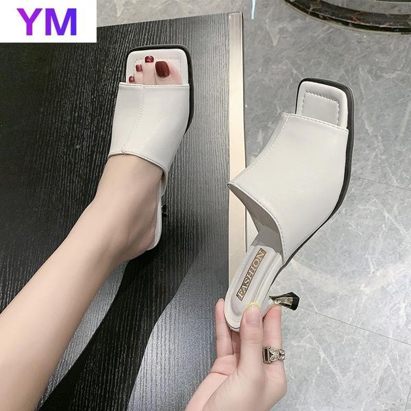 

sandals lady high heels shoes female fashion square toe ladies causal thin zapatillas mujer casa mule feminino gladiator, Black