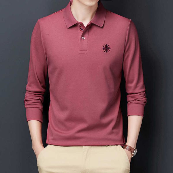 

autumn long sleeve spring and autumn casual lapel embroidered men's bottomed shirt loose t-shirt, White;black