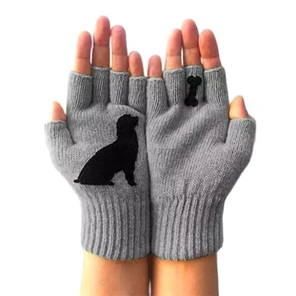 

ski gloves selling dog for women cute puppy printed warm knitted  fits all