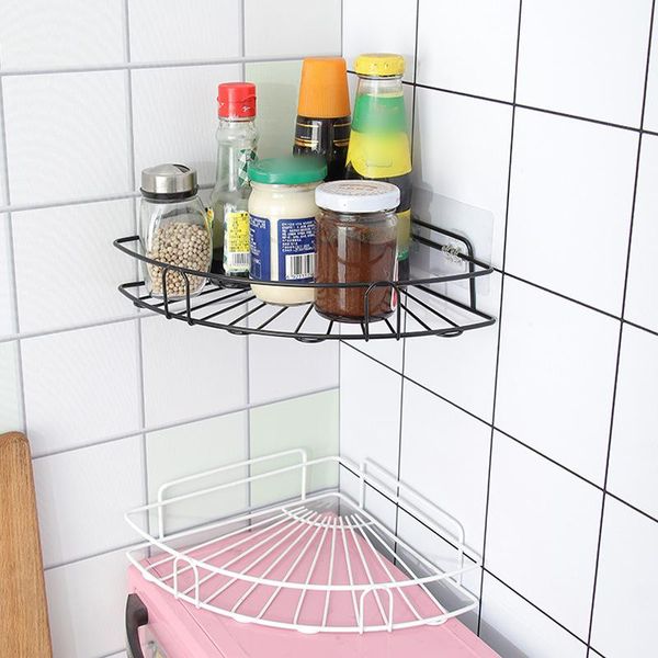 

bathroom storage & organization metal triangle wall-mounted shelves punching racks nordic corner multi-function suction cup kitchen