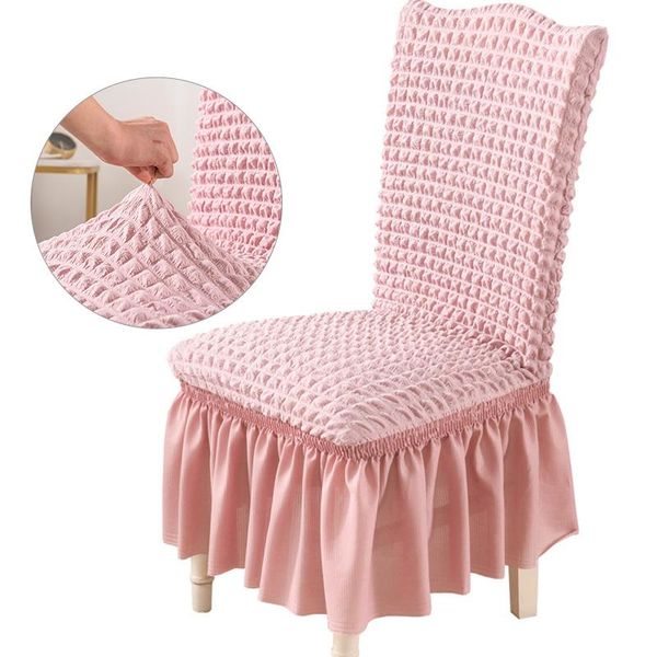 

chair covers elastic slipcover bubble plaid with skirt dining cover stretch for wedding banquet party seat