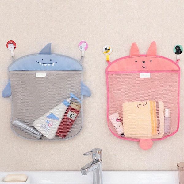 

cartoon wall hanging kitchen bathroom storage bags knitted net mesh bag baby bath toys shampoo organizer container boxes & bins