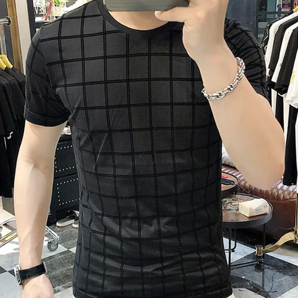 

men's t-shirts summer black flocking short-sleeved t-shirt tee shirt homme casual breathable camisetas hombre poleras 2021, White;black