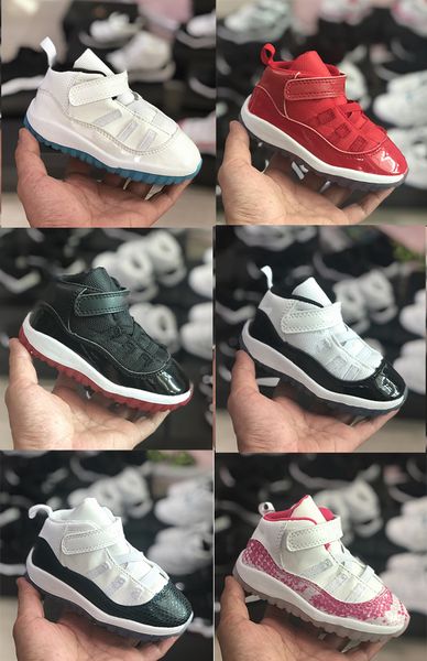 

high 11 11s kids basketball shoes 25th anniversary low white bred legend blue concord new born baby trainer sneakers us 6c-10c, Black