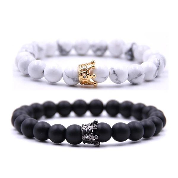 

beaded, strands 2021 luxury bracelet black white 8mm natural lava stone tiger eye beaded yoga men and women ladies elastic rope jewelry