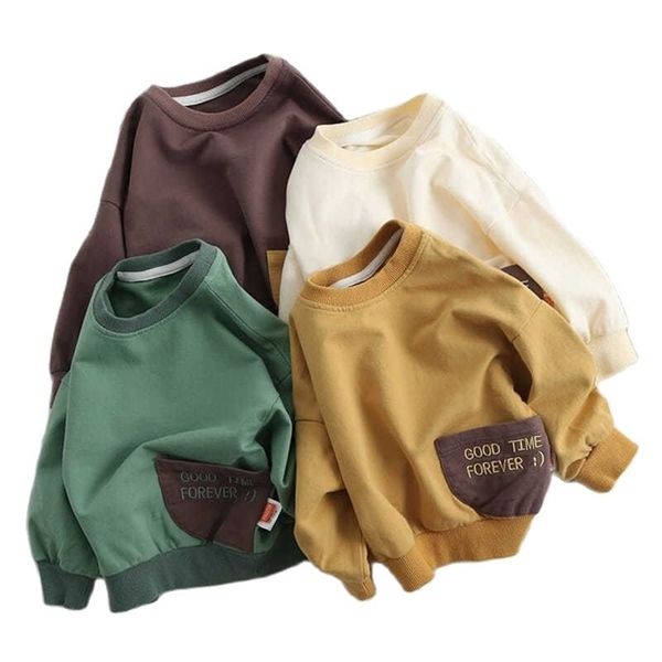 Jungen Sweatshirt Frühling und Herbst Western-Stil Top Baby reine Baumwolle lose koreanische Mode lange Ärmel P4325 210622