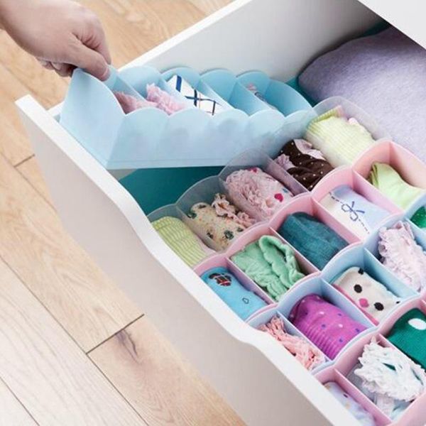

storage drawers home five grid box multi-function deskdrawer clothing underwear socks bra ties organizer 6colors