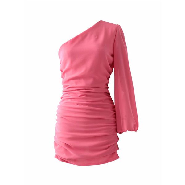 

casual dresses elegant woman pink off the shoulder mini 2021 summer sweet female slim party short es ladies pleated fj82, Black;gray