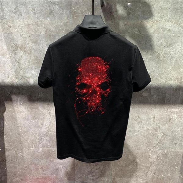 

short sleeve diamond stone shirt men polos summer drill rhinestones, White;black