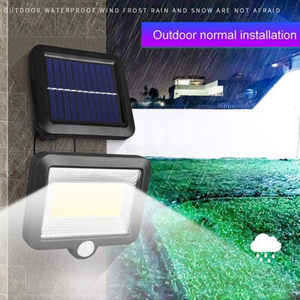CoB 100 LED Solar Power Motion Sensor Ao Ar Livre Garden Light Security Lâmpada de Inundação