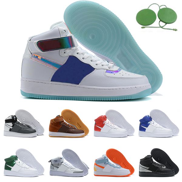 

air force 1 high airfoce af1 men women running shoes brown black white shattered backboard red green yellow platform mens womens trainers sp