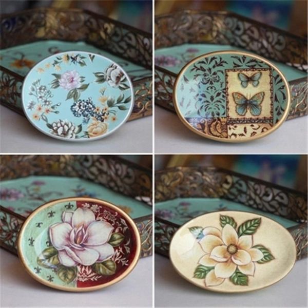 

1piece 8colors ceramic retro soap dish tray holder creative plate box bath shower bathroom gift dishes