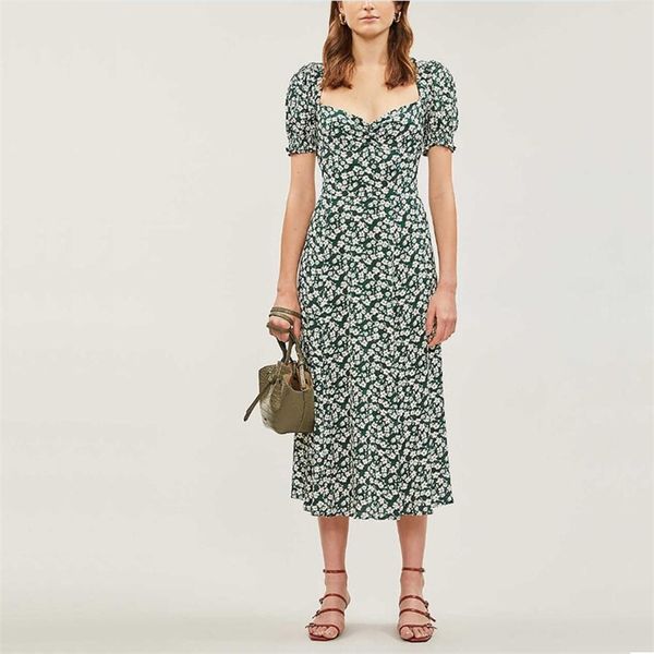 

summer women's casual floral print short-sleeved slim dress vestidos 210430, Black;gray