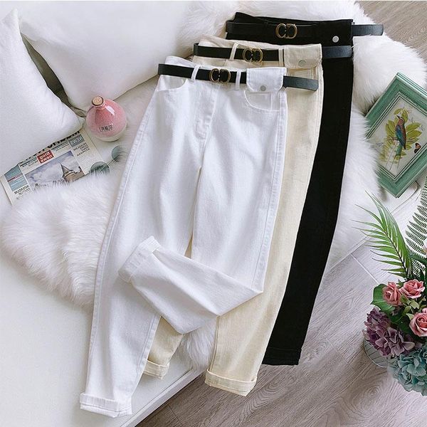 

women's pants & capris england style pencil streetwear spring autumn high waist women plus size trousers female pantalon femme, Black;white