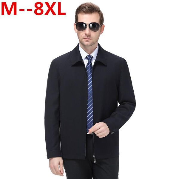 

men's jackets 8xl 6xl 5xl coat thin spring and autumn seasonal work wear double-sided middle-aged jacket clothes large code, Black;brown
