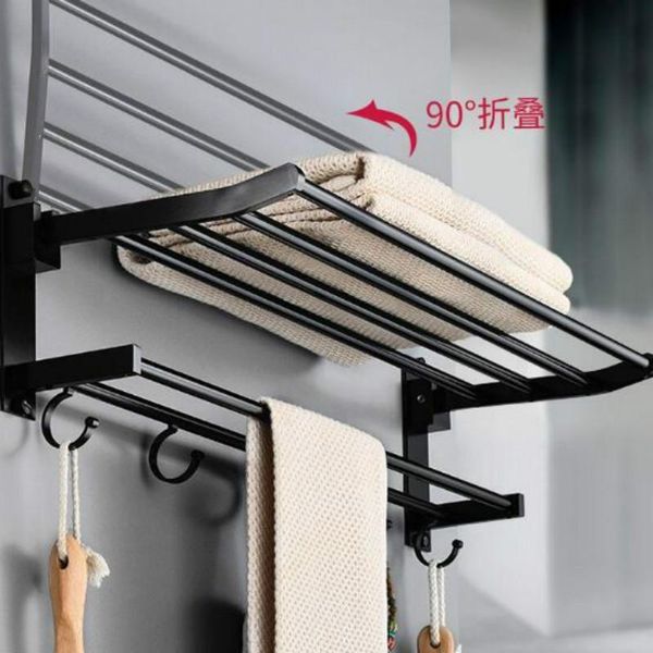 

towel racks punch-seamless bath rack black bathroom wall-mounted set toilet storage g8086