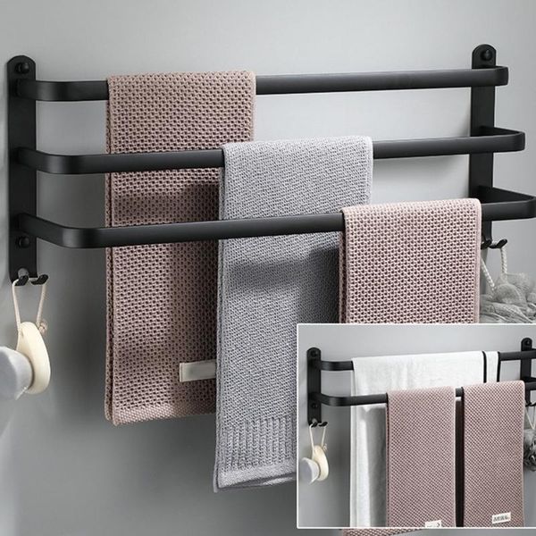

30-50cm space aluminum bath towel rack holder hanger wall mounted 3 layers washcloth shelf bar hook bathroom supplies racks
