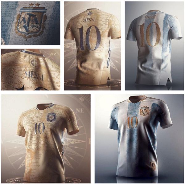 

2021 argentina concept soccer jersey maradona special badge golden elements messi anniversary football shirt, Black;yellow
