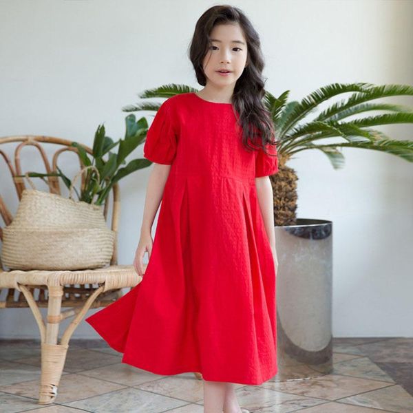 

girl's dresses summer 2021 maxi long cotton kids girls short sleeve princess dress a line toddler children fashion clothes baby girl, Red;yellow