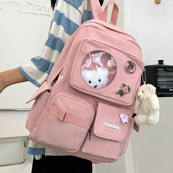 

fashion women backpack cute nylon student schoolbag kawaii ladies large capacity lapbagpack girl bookbag mochila