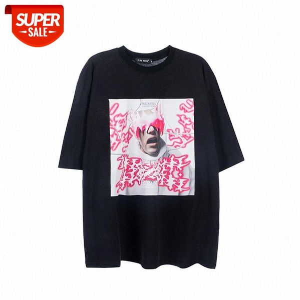 

trendy high street oversize t-shirt hip-hop loose face letter graffiti print short-sleeved tee men and women #ys0f, White;black