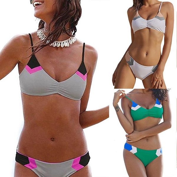 

women's swimwear 2021 swimsuit bikini color matching, White;black