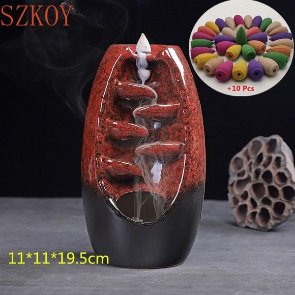 

with 10cones gift waterfall incense burner ceramic holder decor christmas multiple styles fragrance lamps