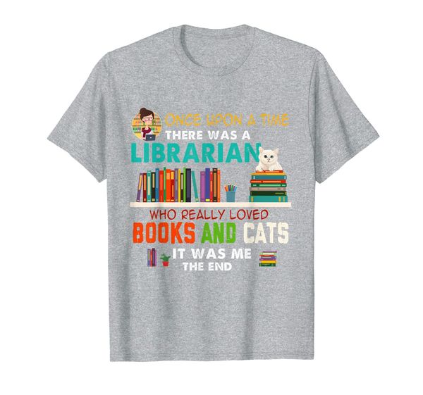 

book lover there was a librarian who loved books and cats t-shirt, White;black