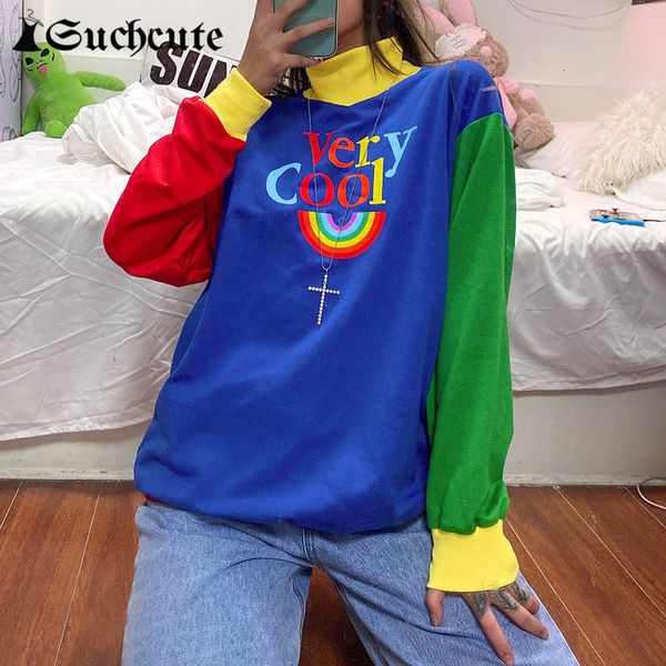 

women's jackets autumn fashion patchwork women sweatshirts 90s longslive female streetwear y2k aesthetics casual loose haraju, Black;brown