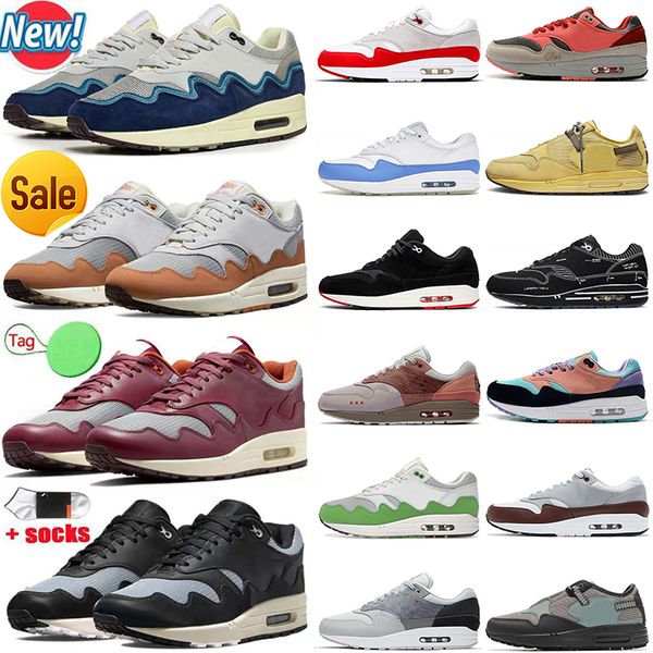 

2022 with socks patta waves 1 running shoes noise aqua monarch black rush maroon 1s 87 trainers cactus jack baroque brown amsterdam universi, White;red