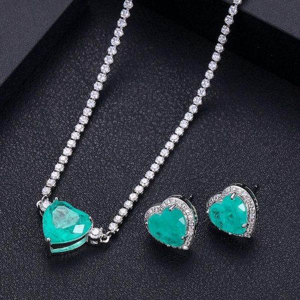 

earrings & necklace 2pcs bridal zirconia full jewelry sets for women party, luxury dubai nigeria cz crystal wedding, Silver