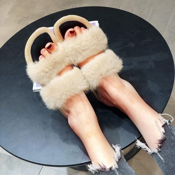 

slippers fashion flats warm indoor slipper shoes woman winter non-slip solid plus velvet 2021, Black
