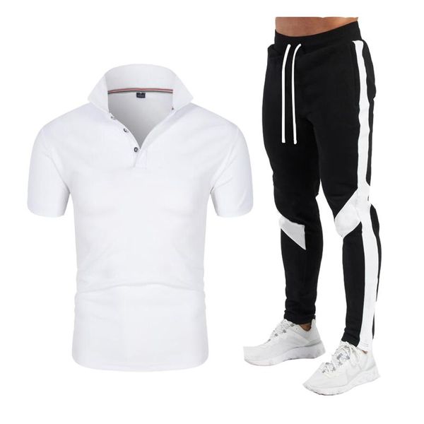 

running sets 2021 summer fashion leisure brand men's set tracksuit sportswear track suits male sweatsuit short shirt 2 piece, Black;blue