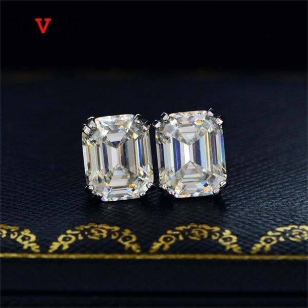 

oevas classic 925 sterling silver created gemstone diamonds earrings ear studs wedding bride fine jewelry wholesale 210817, Golden;silver