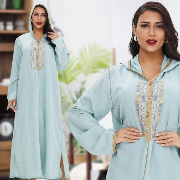 

ethnic clothing muslim dress dubai women's fashion casual long drress embroidery large size middle eastern robe, Red