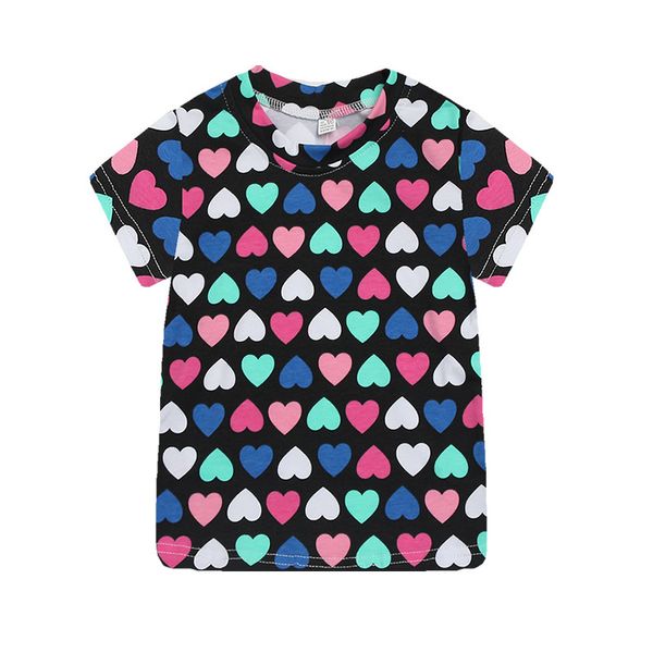 T-shirt per neonate a forma di cuore T-shirt per bambini con stampa animalier T-shirt per bambini in cotone a maniche corte estive T-shirt per bambini 2-7 anni Camicette 210413