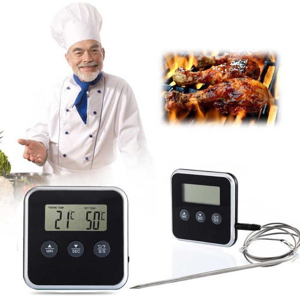 Termometro professionale per carne, barbecue, timer, lettura istantanea, termometro digitale con sonda remota, indicatore di temperatura del forno, allarme 210719