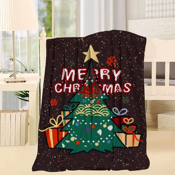 

merry christmas tree brown throw blankets, 3d printing artwork super soft fluffy warm solid for bed sofa microfiber blanket