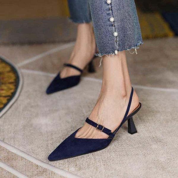 

sandals french 2021 summer women's ol fashion soft leather, Black