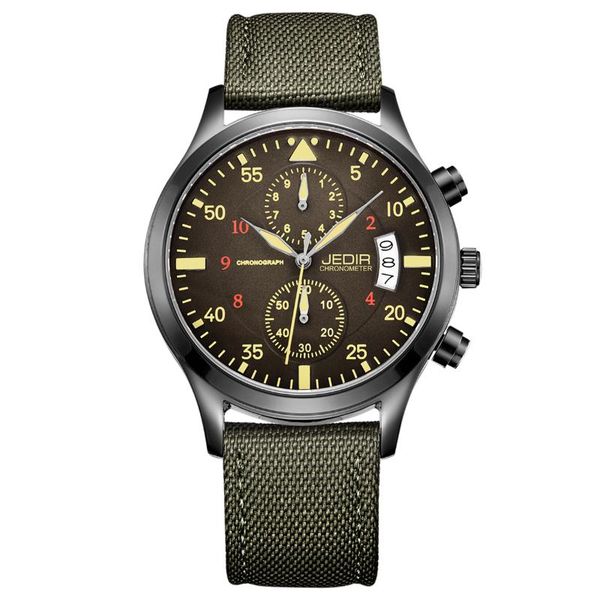 

wristwatches fashion luxury mensports watch leather canvas strap waterproof multifunctional business men's quartz relogio masculino, Slivery;brown