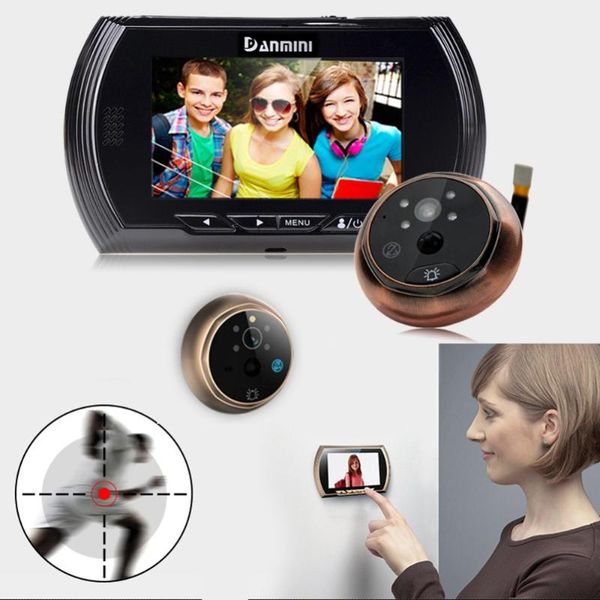 

doorbells 4.3 inch motion detection door peephole camera 140 degrees video viewer with night vision