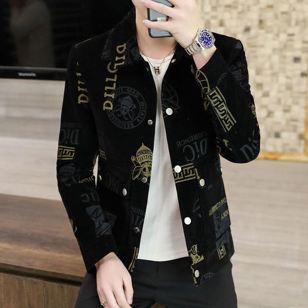 

spring jacket men's korean-style casual slim fit trendy handsome all-match black ruffle stylish jackets, Black;brown
