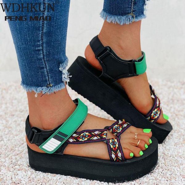 

sandals 2021 brand women's platform gladiator ladies mixed colors wedges summer women zapatos de mujer plataforma, Black