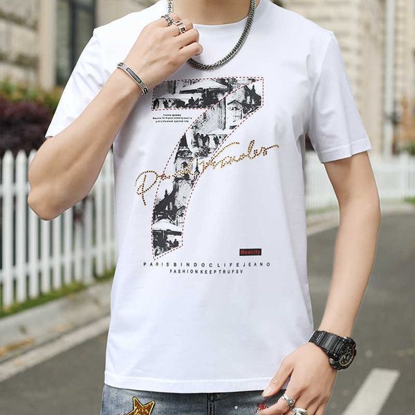 

summer t shirt men short sleeve casual streetwear t shirt business social luxury t-shirt men o-neck tees black white 210527, White;black