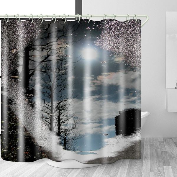 

the sun in the reflection print waterproof fabric shower curtain for bathroom home decor covered bathtub curtains liner includes