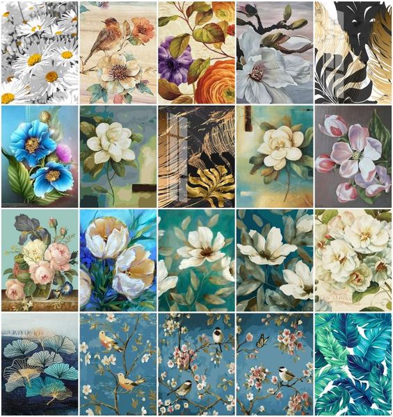 

paintings azqsd coloring by numbers flower handpainted on canvas painting daisy rose wall decoration gift