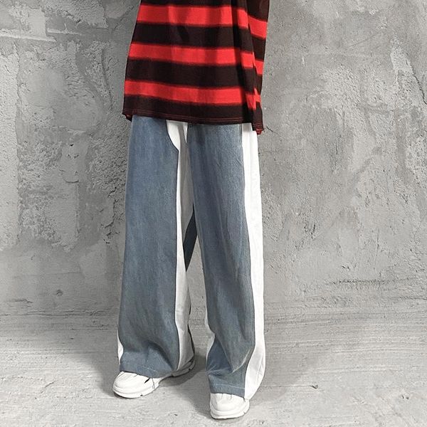 

men's pants summer wide-leg mopping lazy wind ins profile loose retro oldschool elastic waist casual trousers, Black